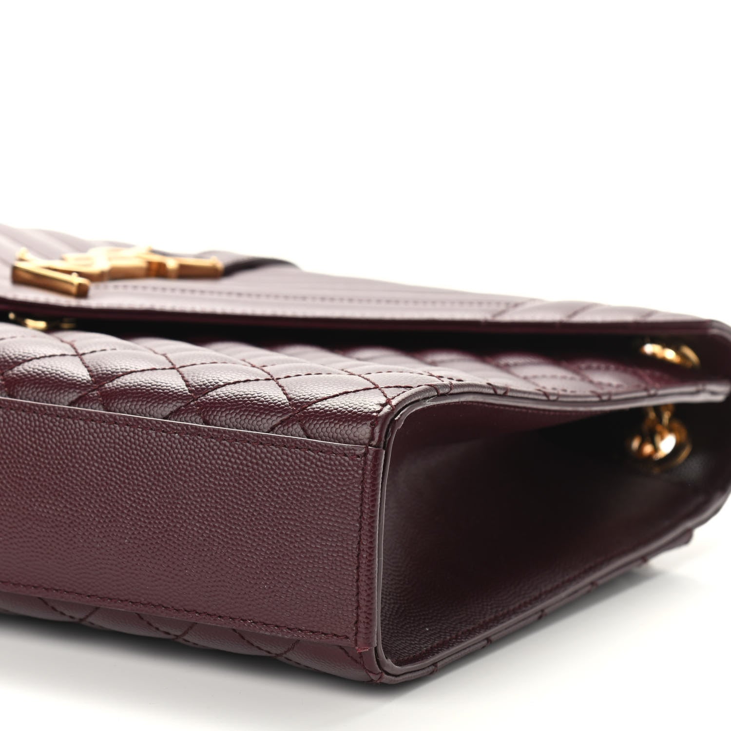 Saint Laurent Grain De Poudre Mixed Matelasse Large Triquilt Monogram Satchel Rouge Legion 7 of 7