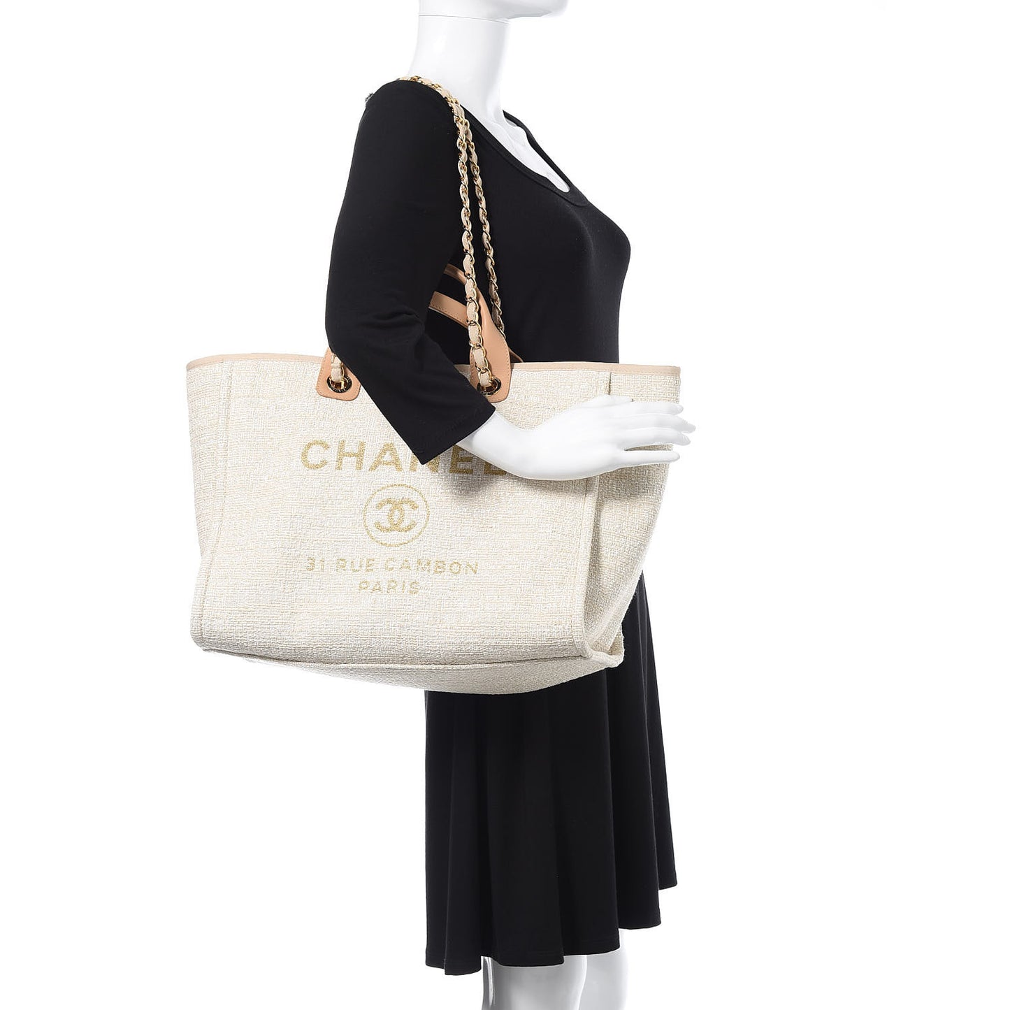 Canvas Large Deauville Tote Light Beige