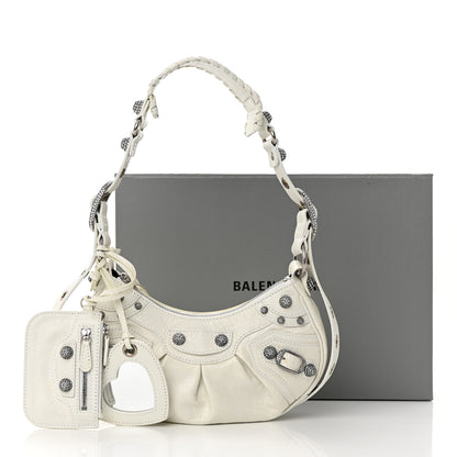 Balenciaga Agneau Arena Crystal Le Cagole Shoulder Bag XS Optic White 14 of 14