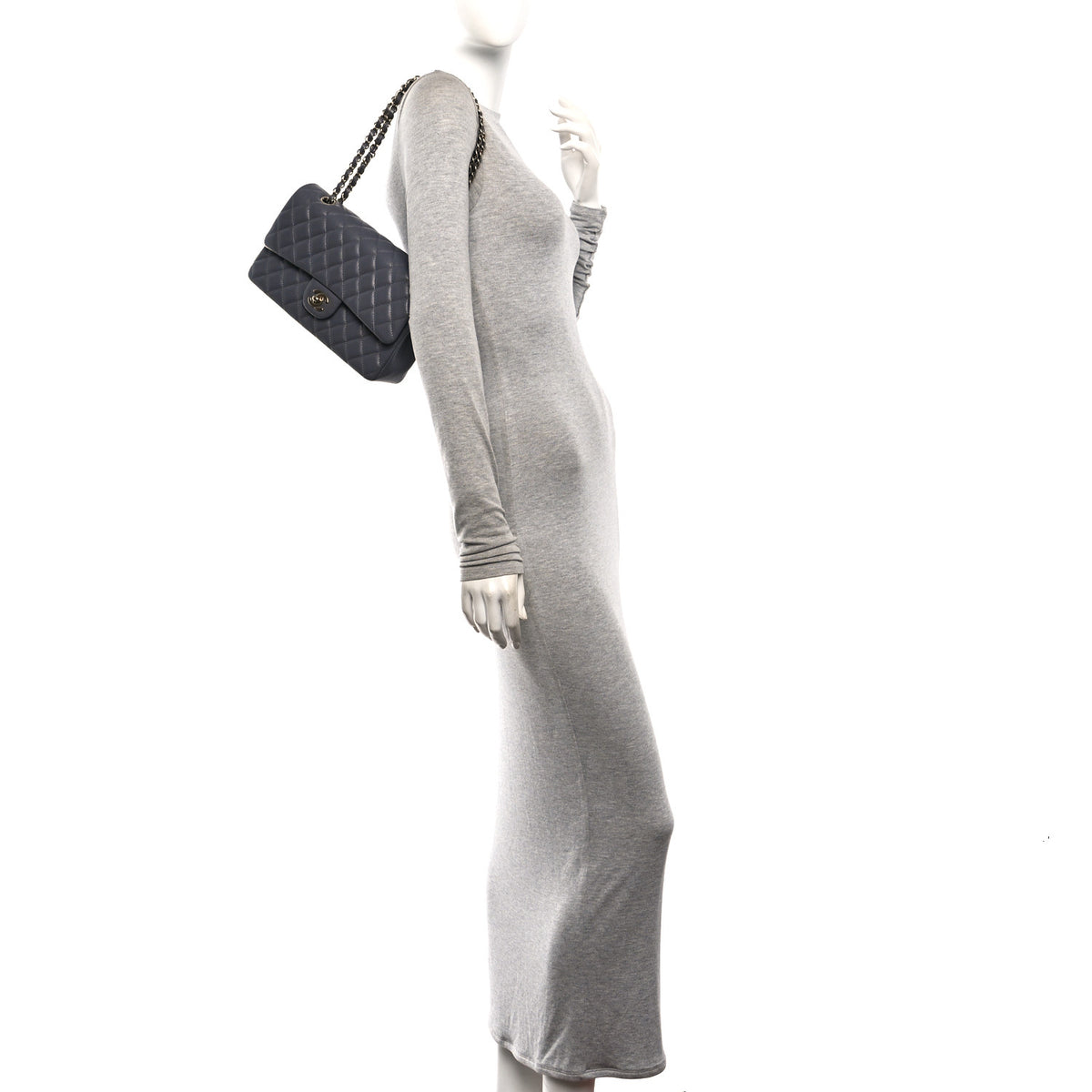 Chanel Caviar Quilted Medium Double Flap Dark Grey 2 of 10