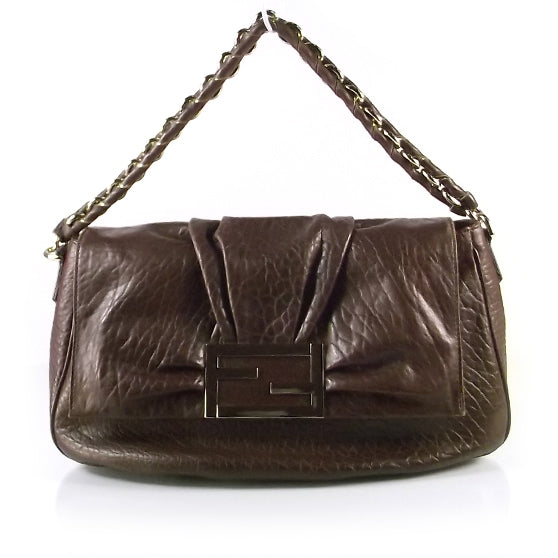 Crinkled Lambskin Mia Shoulder Flap Cognac