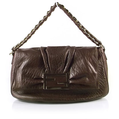 Fendi Crinkled Lambskin Mia Shoulder Flap Cognac 1 of 8