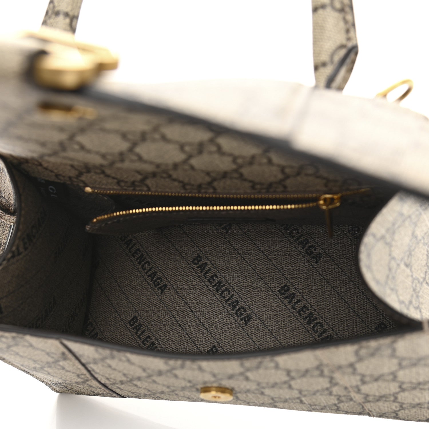 Balenciaga X GUCCI GG Supreme Monogram Small Hourglass Top Handle Bag Beige Ebony 6 of 12