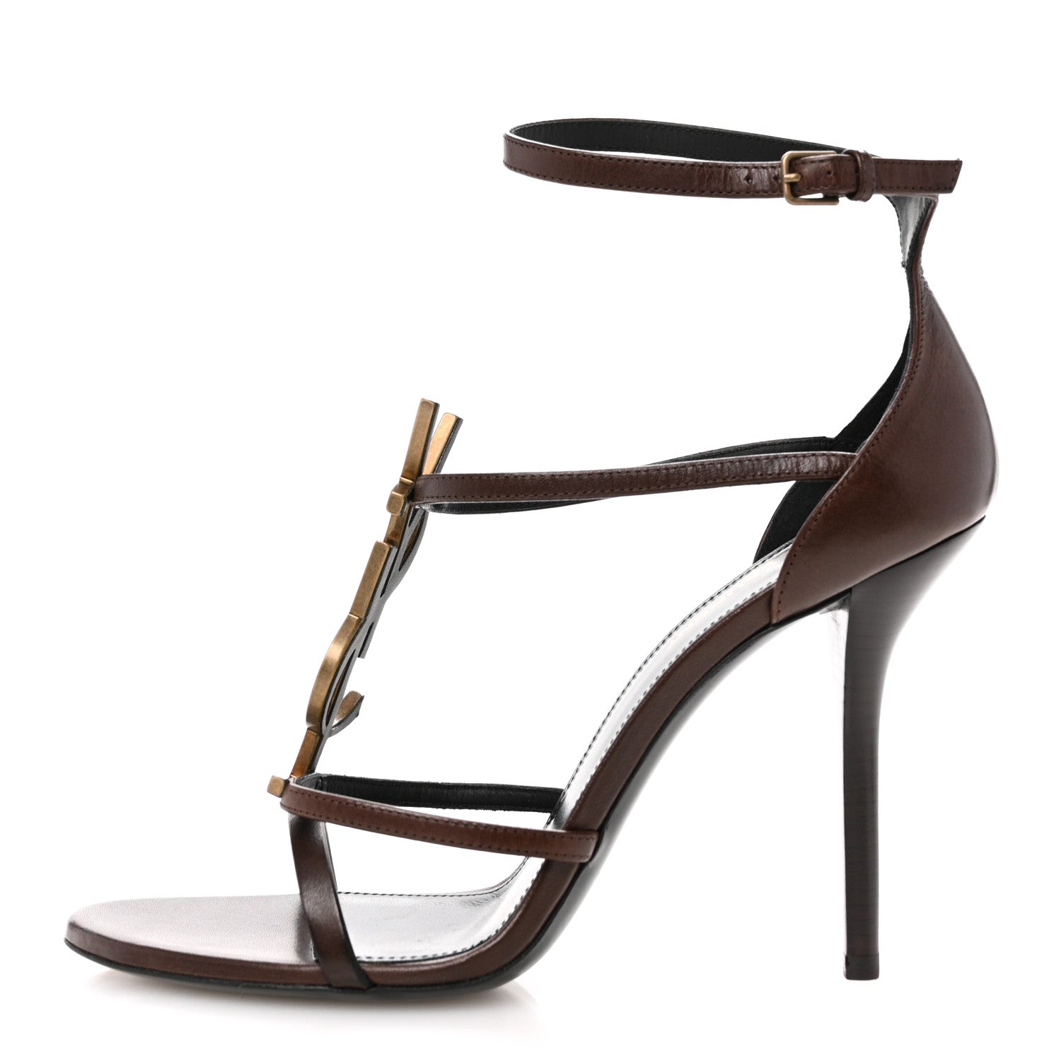 Saint Laurent Calfskin Cassandra 100 Ankle Strap Sandals 40 Moro 1 of 12
