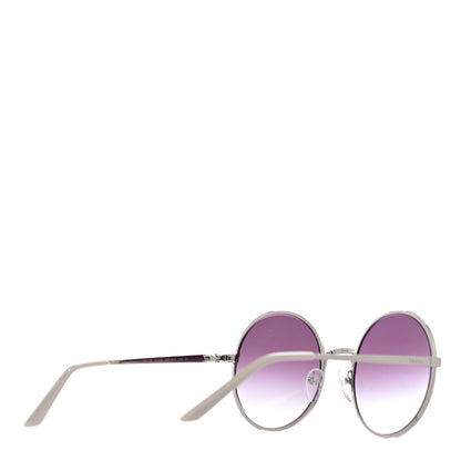 Prada Metal Enamel Oversized Round Sunglasses SPR 59X White Silver 4 of 6