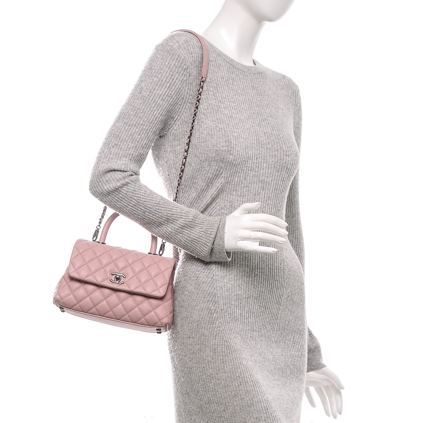Caviar Quilted Mini Coco Handle Flap Pink