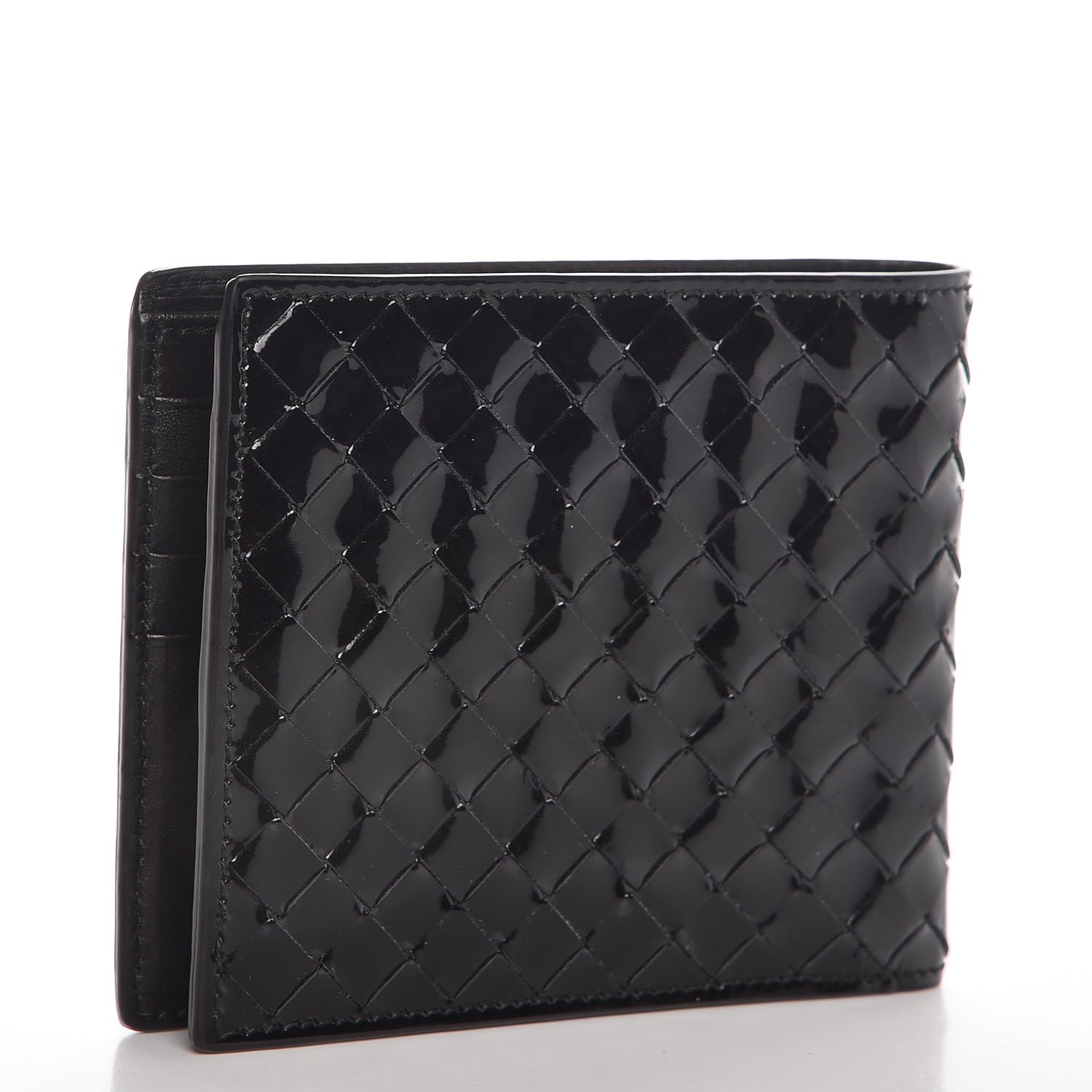 Bottega Veneta Patent Intrecciato Bi-Fold Wallet Nero Black 3 of 6