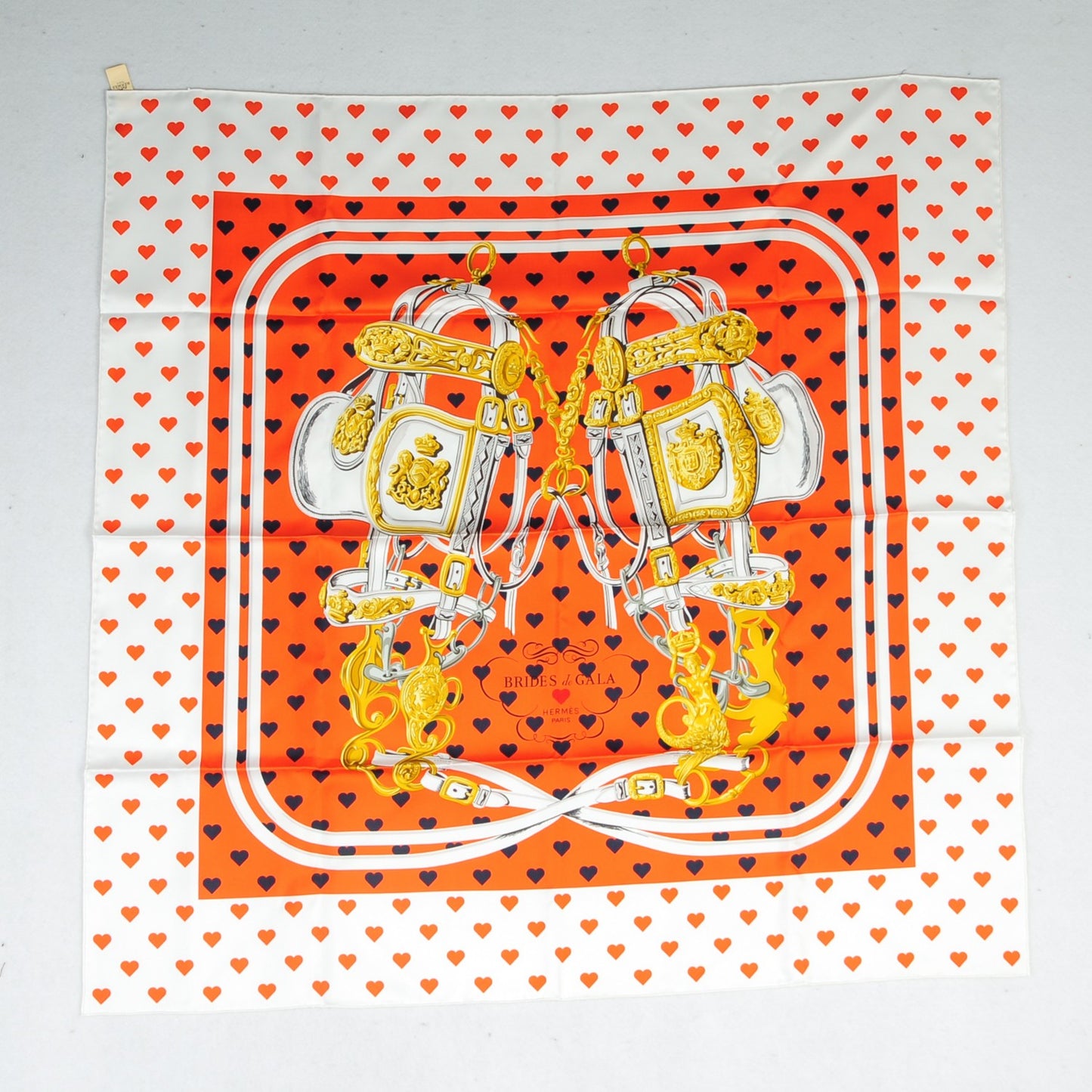 Silk Brides De Gala Love Scarf 90 Orange Marine White