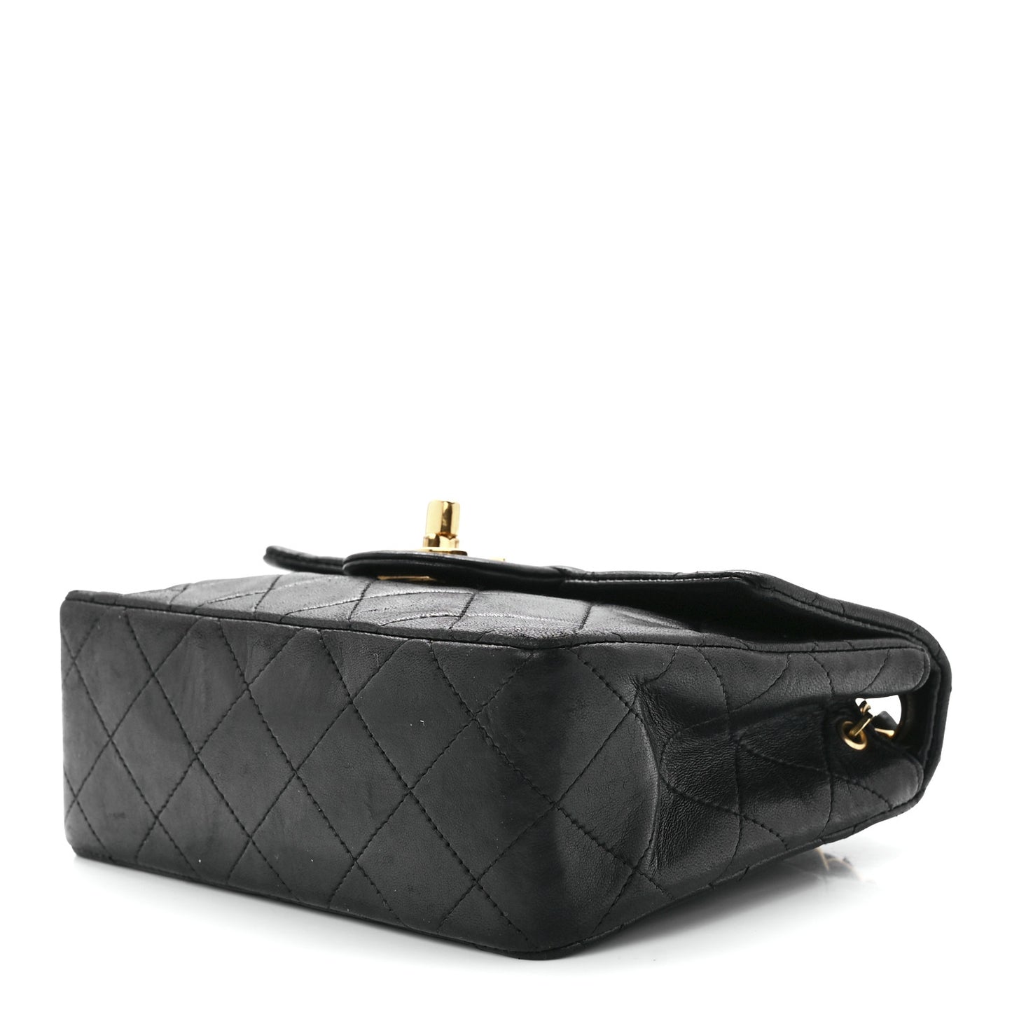 Lambskin Quilted Mini Square Flap Bag Black