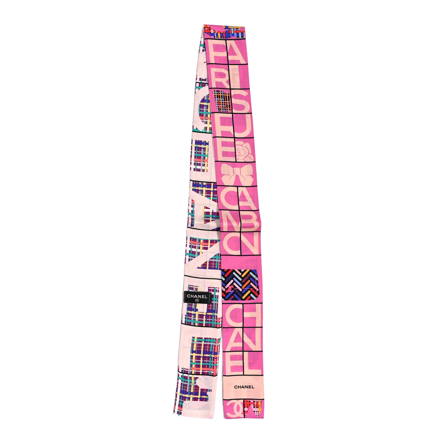 Chanel Silk Twill CC Logo Slim Bandeau Pink Multicolor 2 of 3