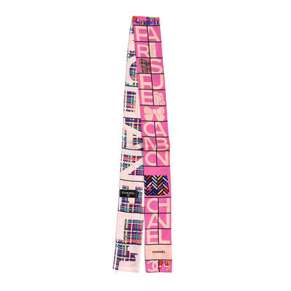 Chanel Silk Twill CC Logo Slim Bandeau Pink Multicolor 2 of 3