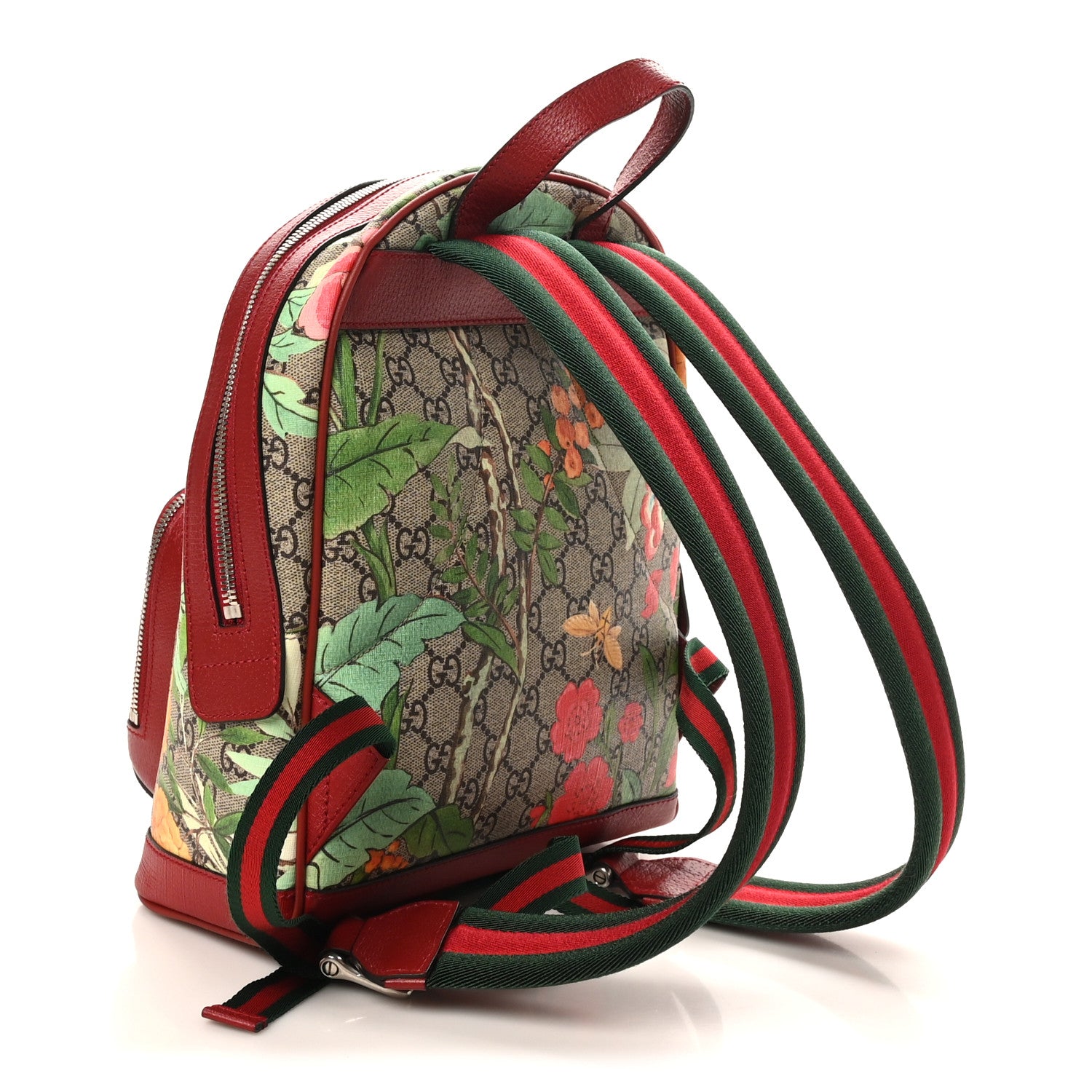 Gucci GG Supreme Monogram Tian Web Small Day Backpack Beige Multicolor Red 3 of 10