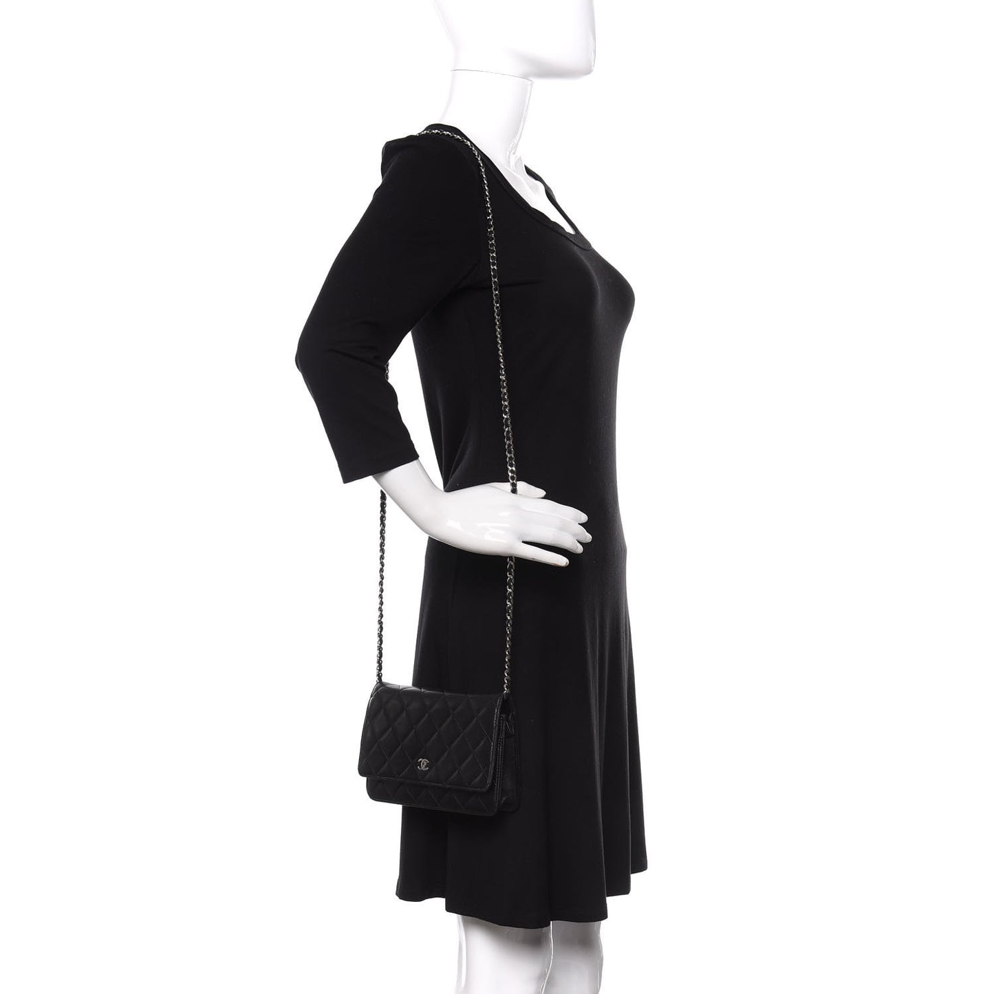 Lambskin Quilted Wallet On Chain WOC Black