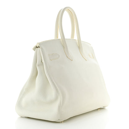 Hermes Taurillon Clemence Birkin 35 White 3 of 16