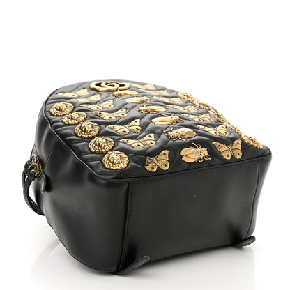 Gucci Calfskin Matelasse Animal Studs GG Marmont Dome Backpack Black 3 of 15