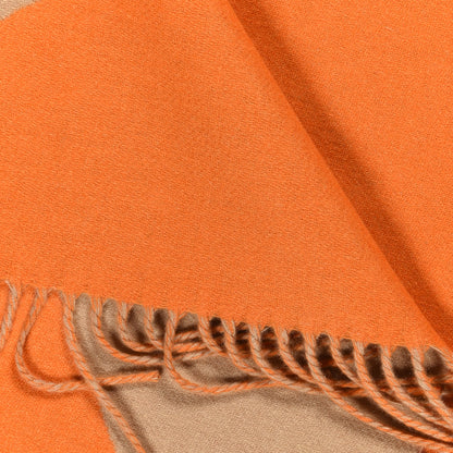Hermes Cashmere Chevron Muffler Camel Mandarine 4 of 6