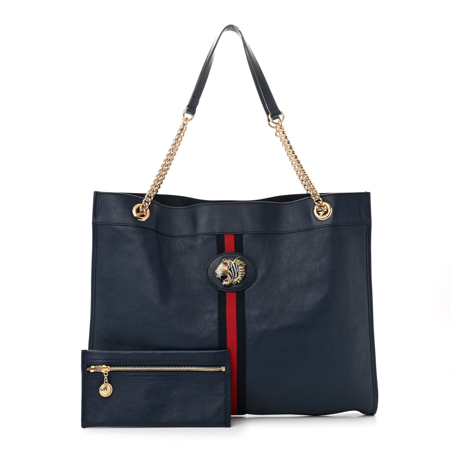 Calfskin Web Large Rajah Chain Tote Blue