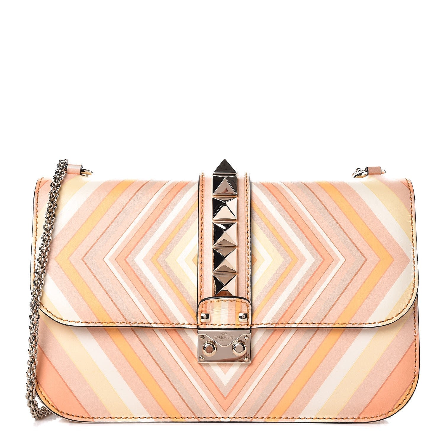Valentino Garavani Vitello Native Couture 1975 Medium Glam Lock Rockstud Flap Mandarin Sorbet 1 of 8