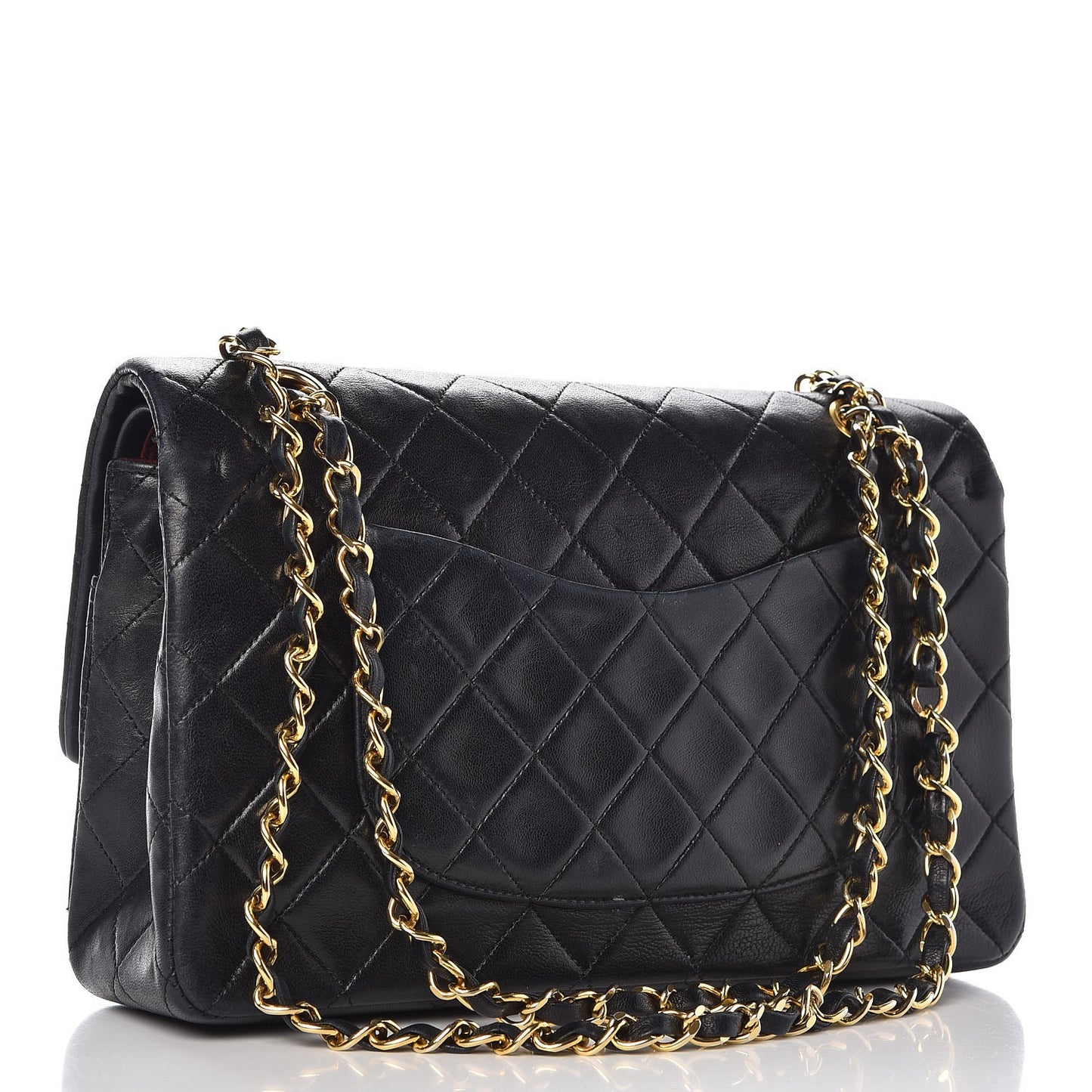 Lambskin Quilted Medium Double Flap Black