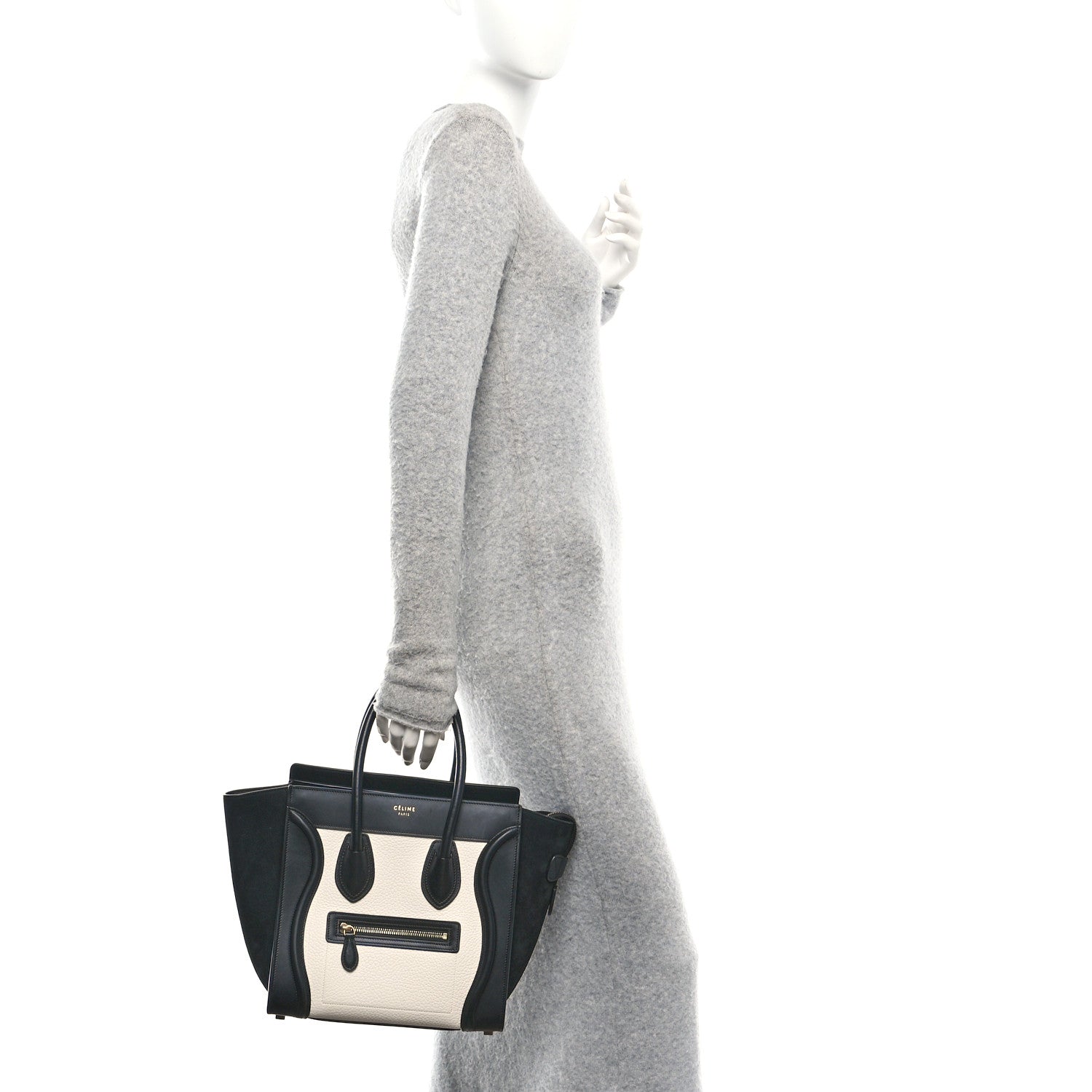 Celine Bullhide Calfskin Micro Bi-Color Luggage Black White 2 of 9