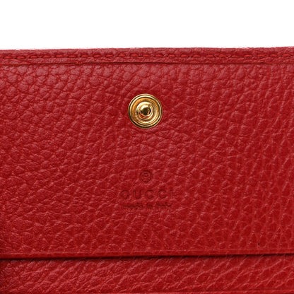 Gucci Pebbled Calfskin GG Marmont Card Case Hibiscus Red 6 of 8