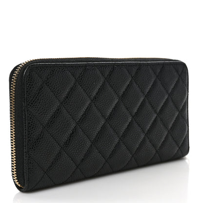 Chanel Caviar Quilted Large Gusset Zip Around Wallet Black 3 of 10