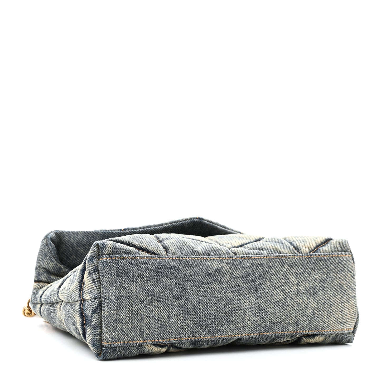 Denim Quilted Toy Loulou Puffer Monogram Chain Satchel Blue Cinnamon