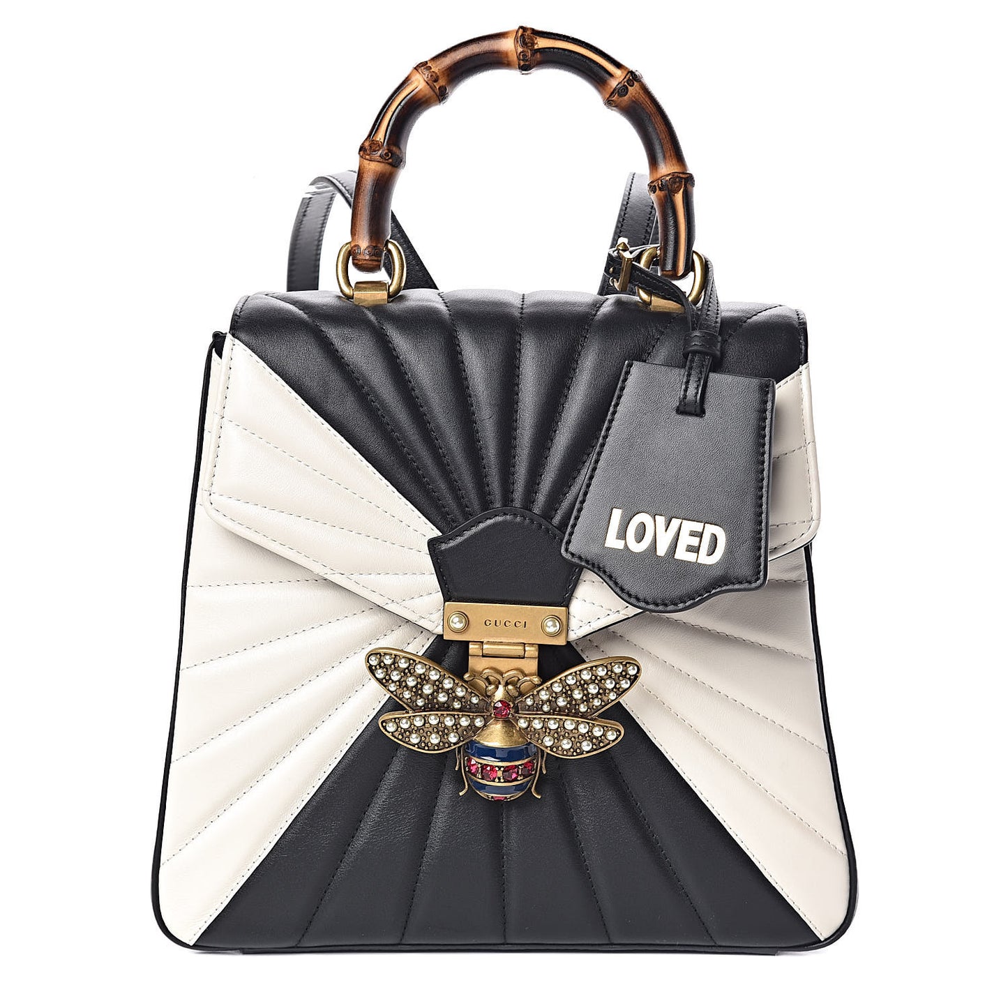 Calfskin Bamboo Trapuntata Queen Margaret Backpack Mystic White Black