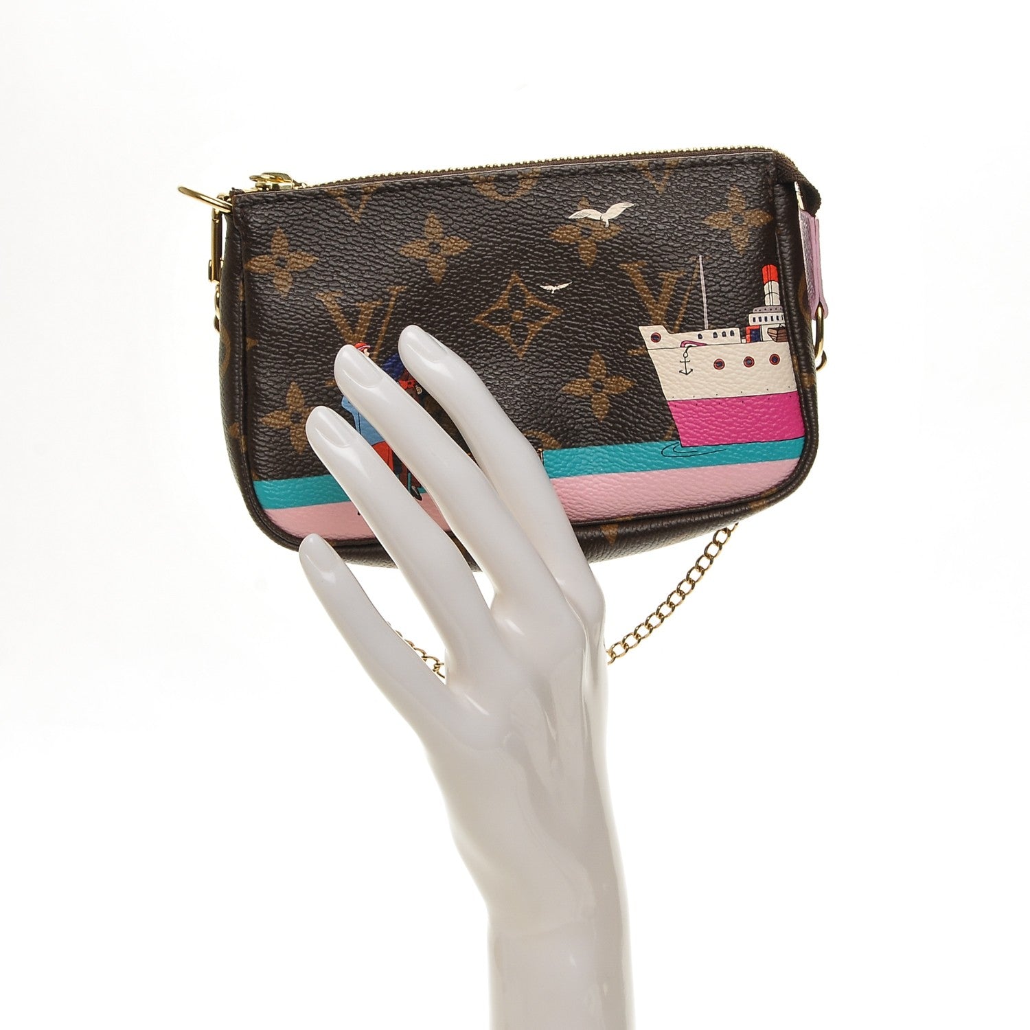 Louis Vuitton Monogram 2016 Christmas Animation Mini Pochette Accessories Rose Ballerine 2 of 7
