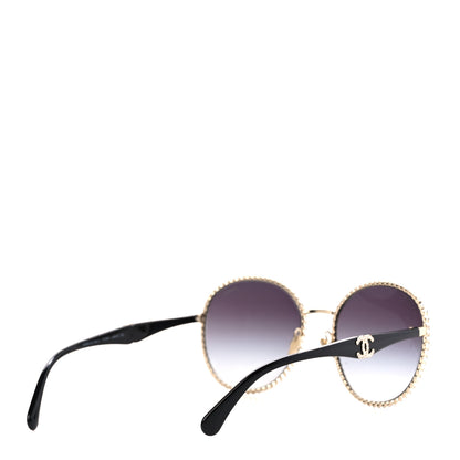 Chanel Metal Strass Round Sunglasses 71430 Gold 5 of 7