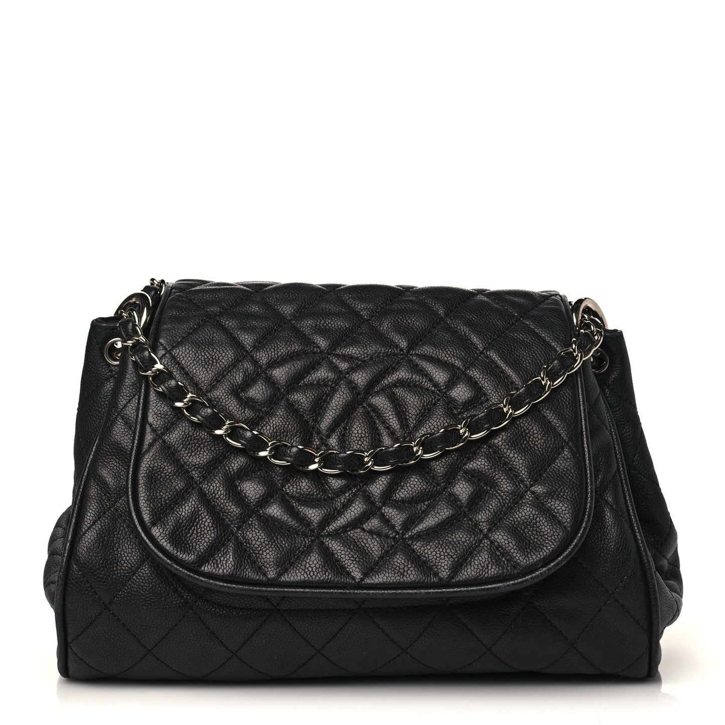Caviar Quilted Timeless Accordion Flap Black