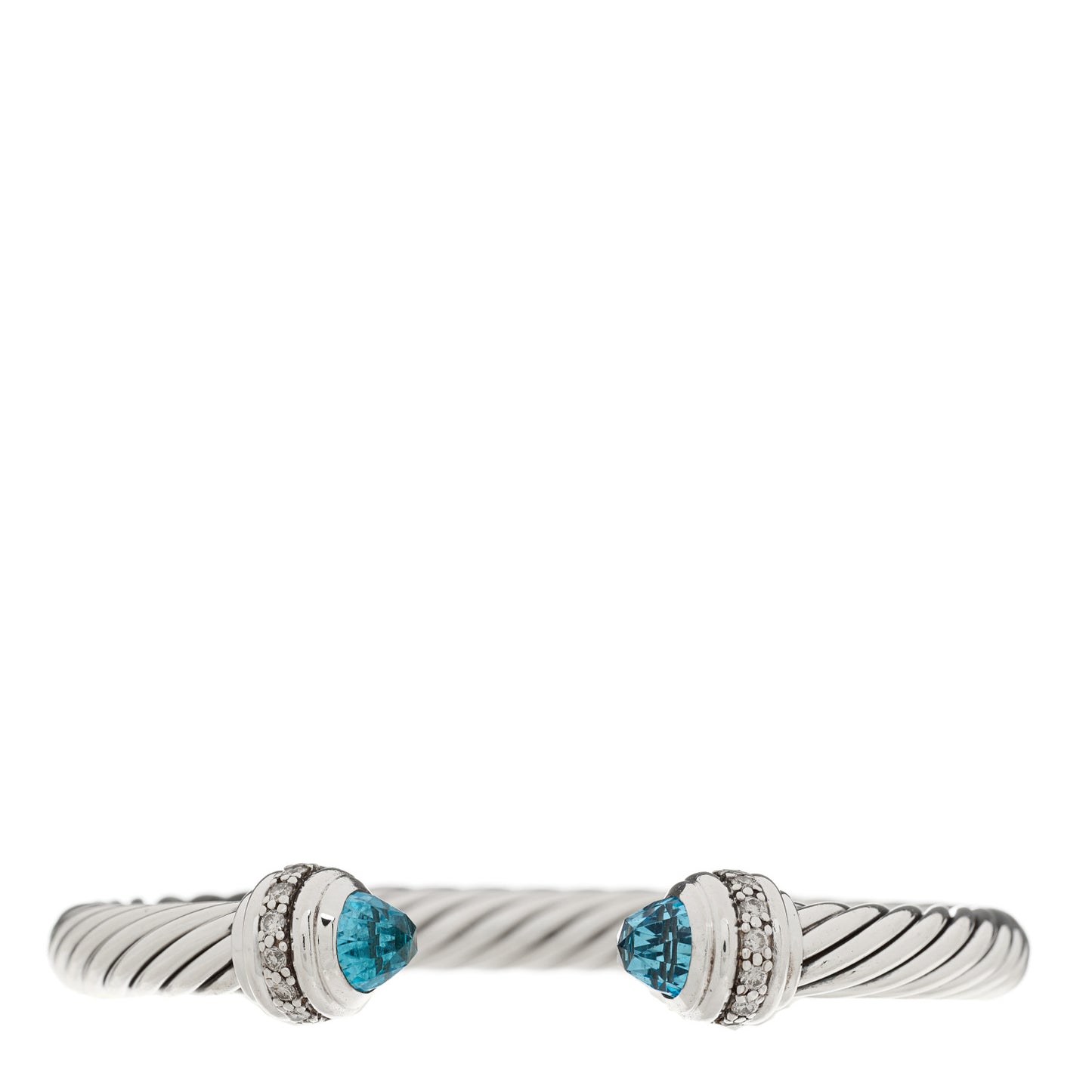 Sterling Silver Blue Topaz Diamond 7mm Cable Classics Bracelet