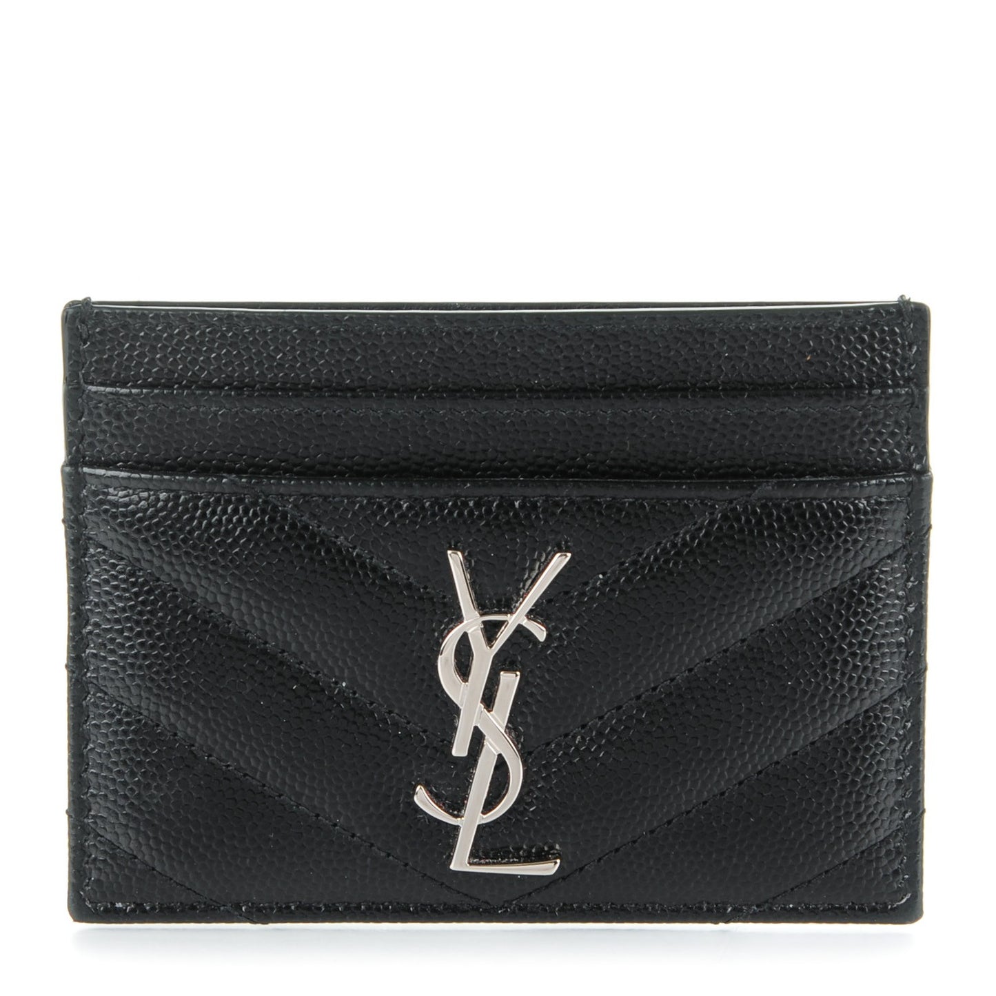 Grain De Poudre Matelasse Chevron Monogram Credit Card Case Black