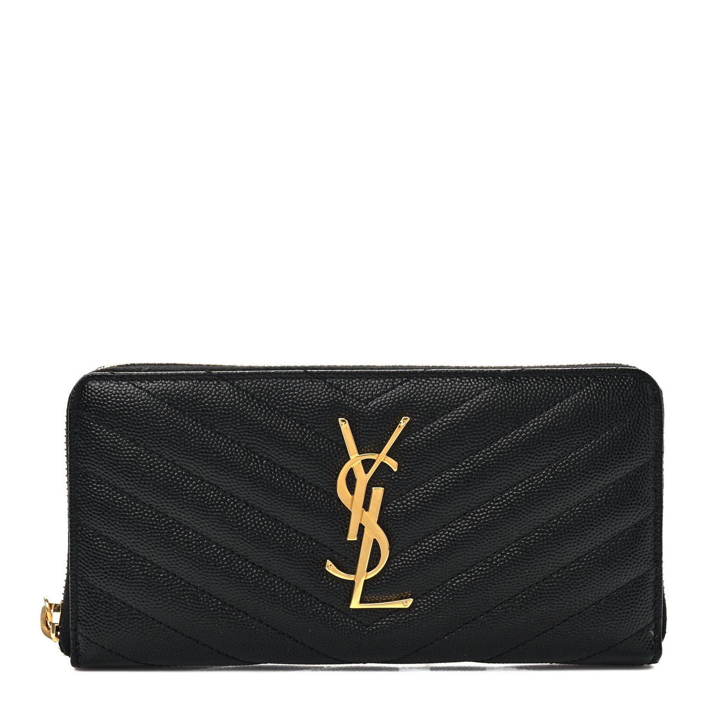 Grain De Poudre Matelasse Chevron Monogram Zip Around Wallet Black