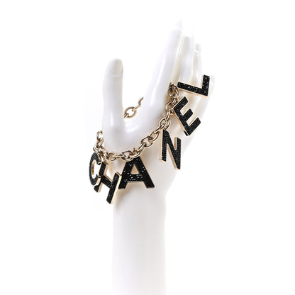 Chanel Crystal Logo Bracelet Black Gold 3 of 4
