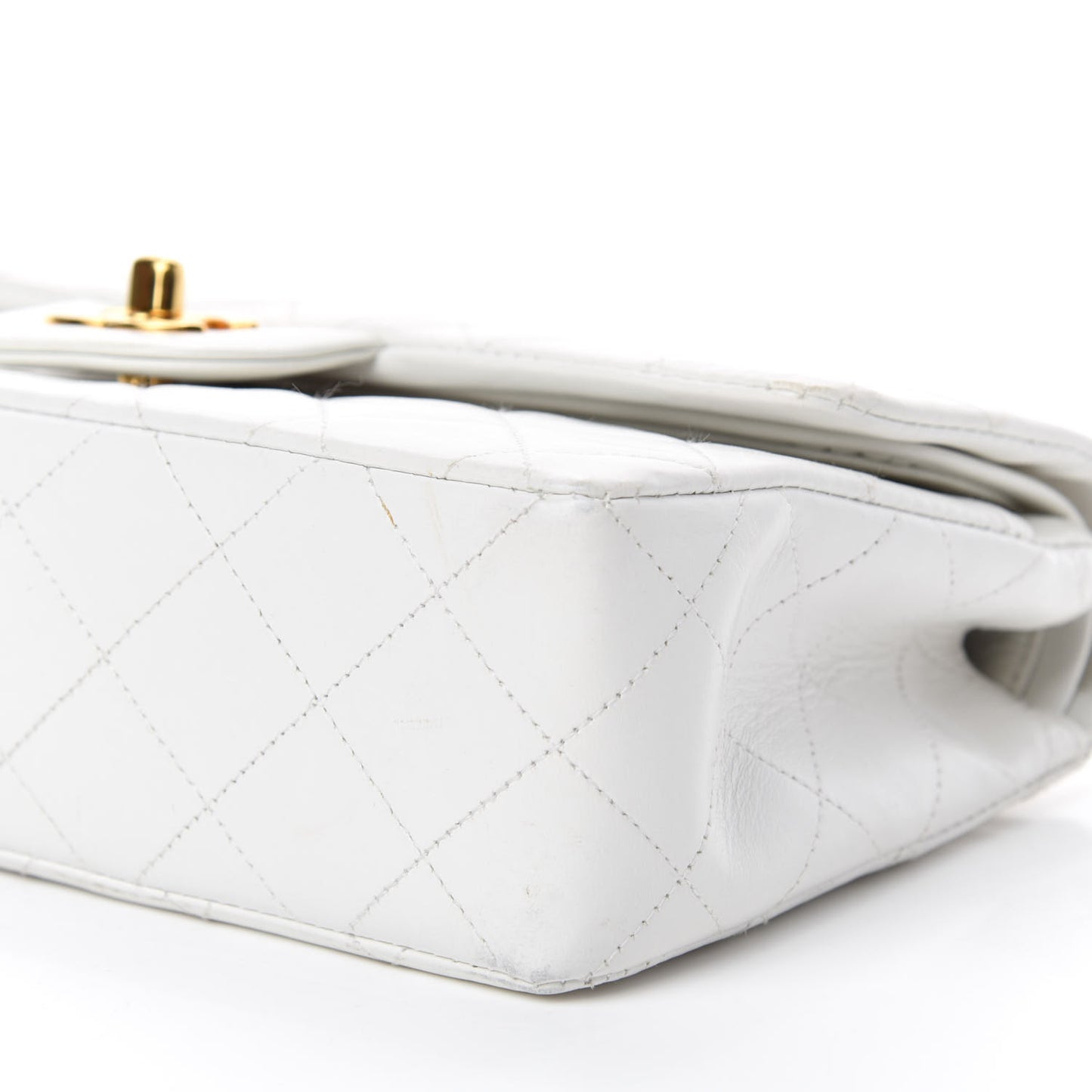 Lambskin Quilted Small Double Flap White