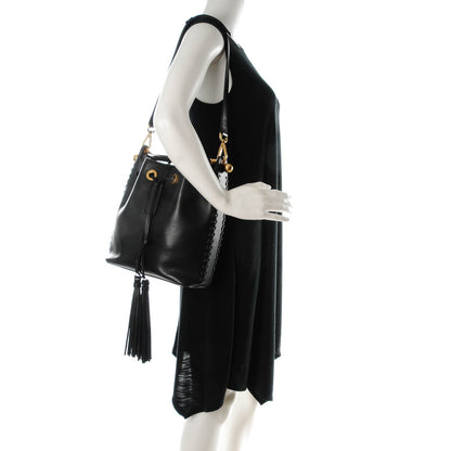 Chloe Calfskin Medium Gala Cross-Stitch Bucket Bag Black 2 of 7
