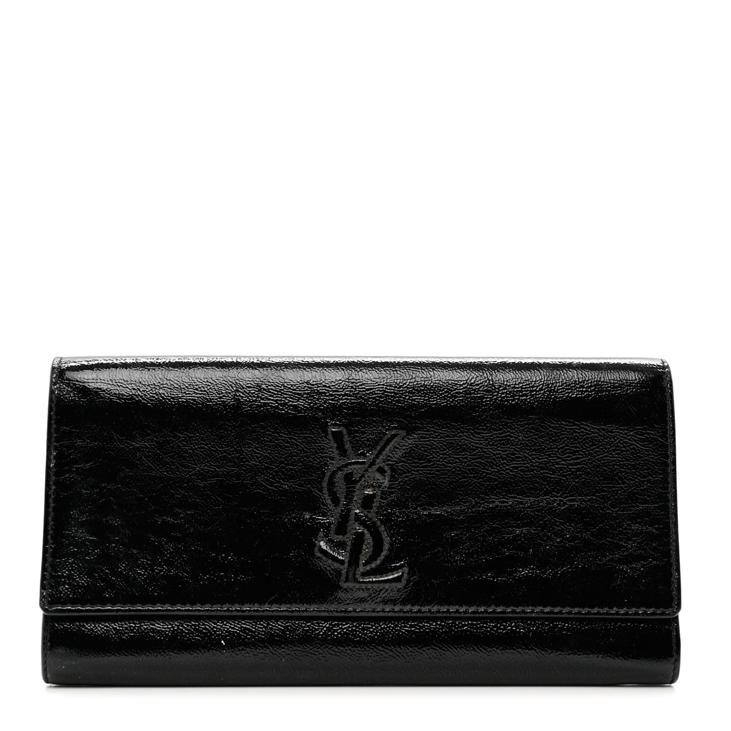 Textured Patent Monogram Small Belle De Jour Clutch Black