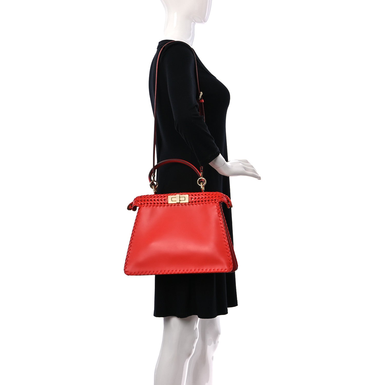 Fendi Vitello King Ceylon Shiny Nappa Woven Medium Peekaboo I SEE U Satchel Tulipano 2 of 8