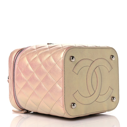 Chanel Iridescent Calfskin Quilted Small Top Handle Vanity Case With Chain Pink 4 of 12