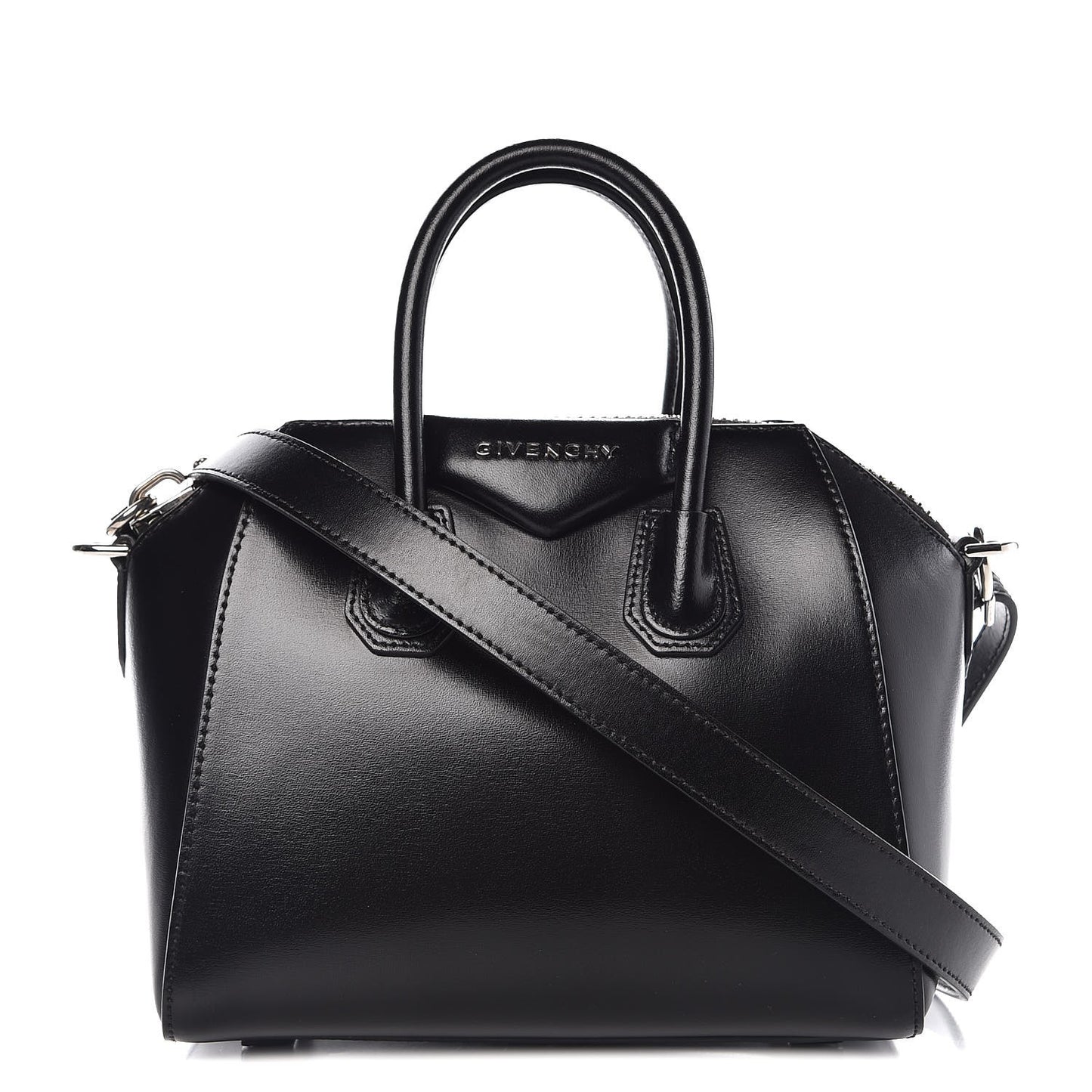 Shiny Lord Calfskin Mini Antigona Black