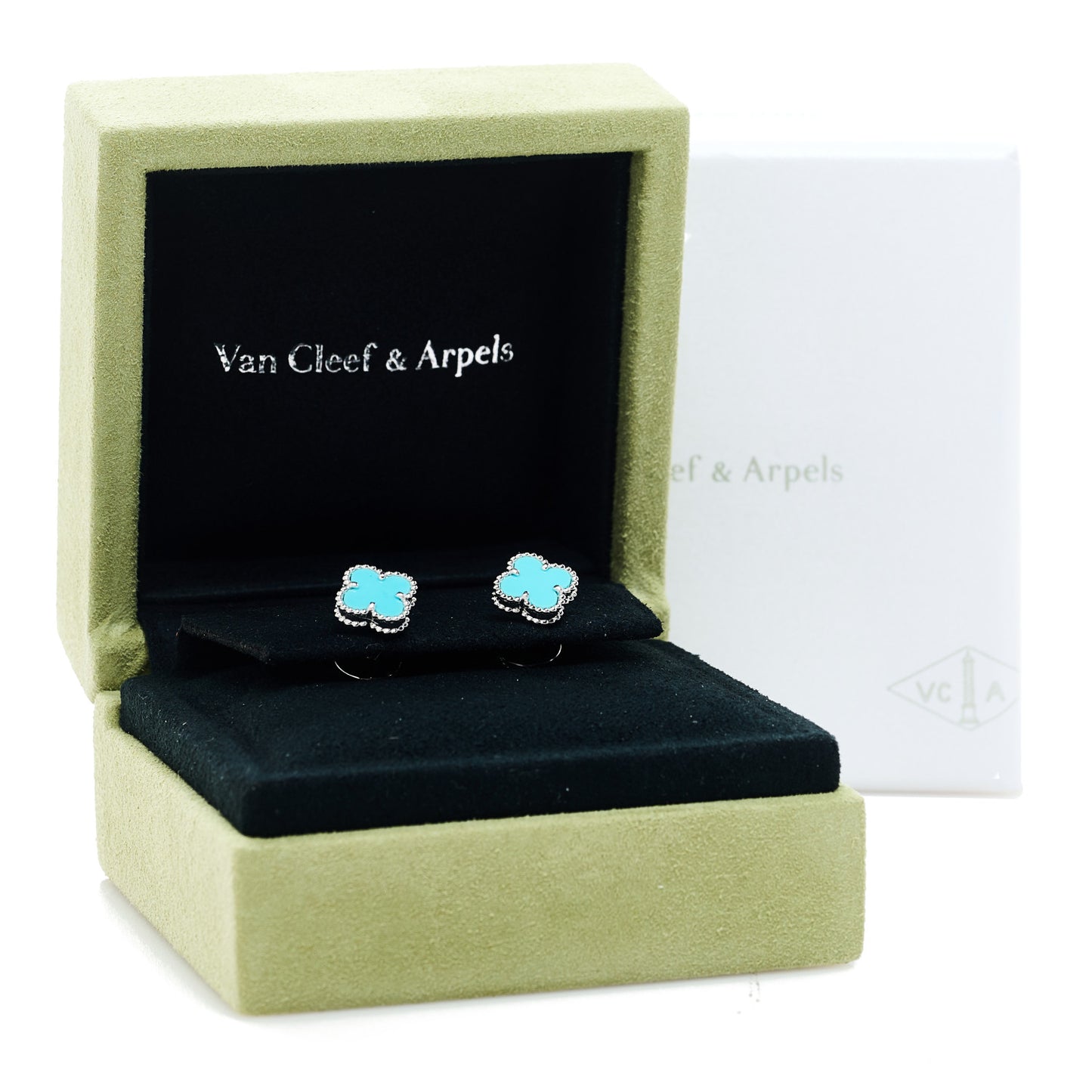 18K White Gold Turquoise Sweet Alhambra Earrings
