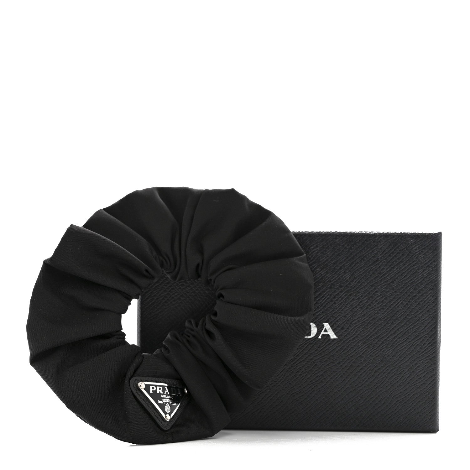 Prada Re-Nylon Metal Logo Scrunchie Black 4 of 4