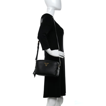 Prada Vitello Daino Medium Double Zip Shoulder Bag Black 3 of 13