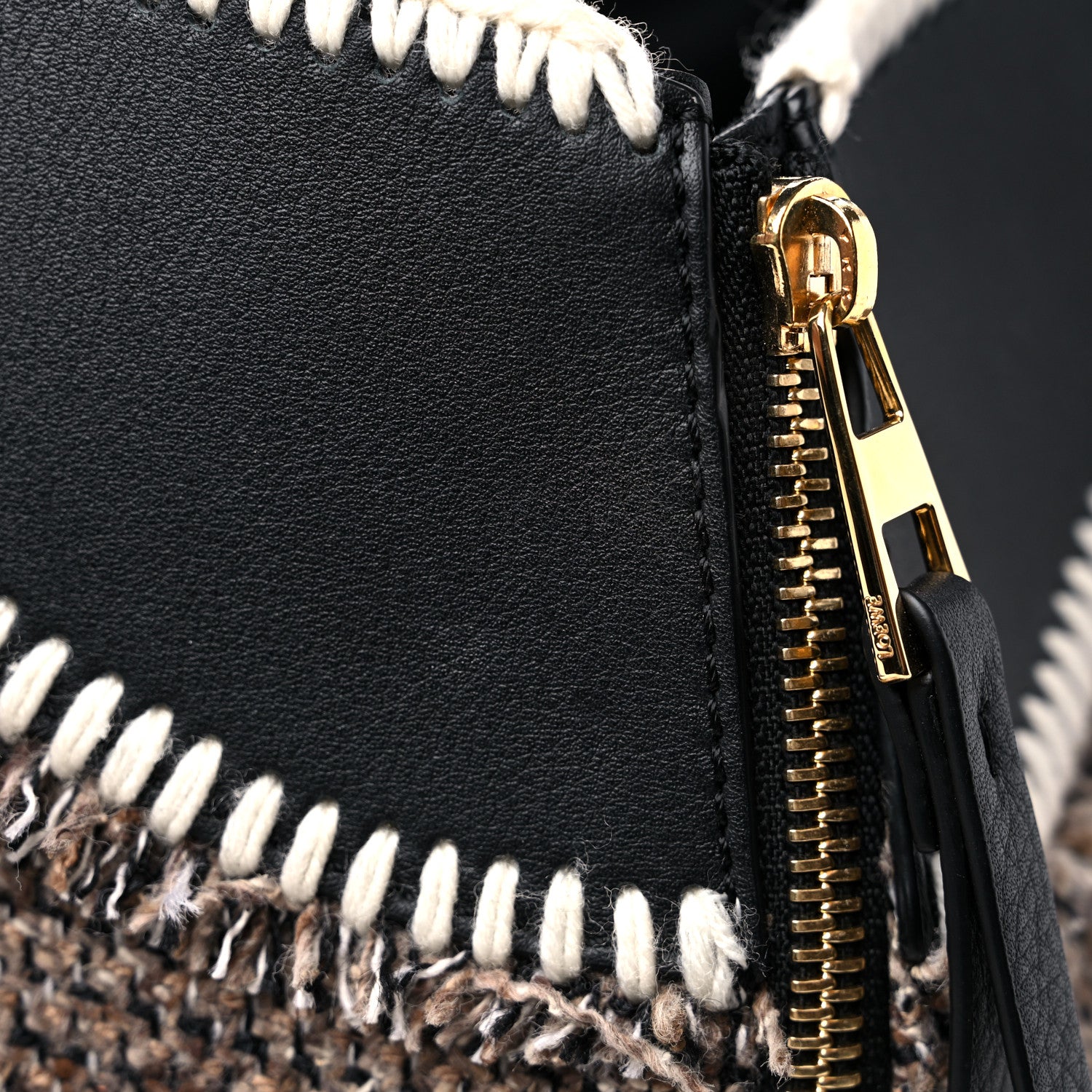 Loewe Calfskin Tweed Small Hammock Shoulder Bag Tan Black 14 of 14