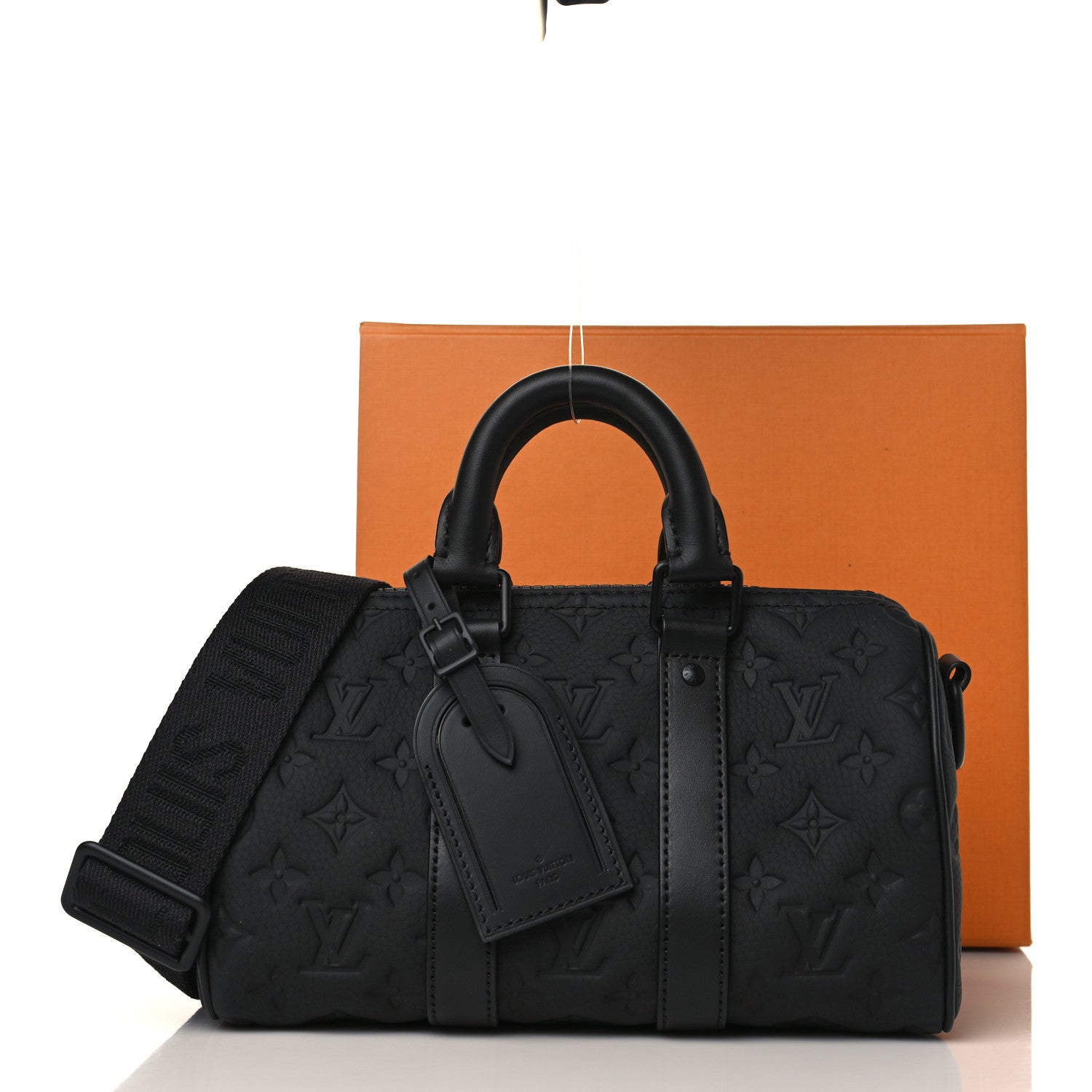 Louis Vuitton Monogram Taurillon Keepall Bandouliere 25 Black 9 of 9