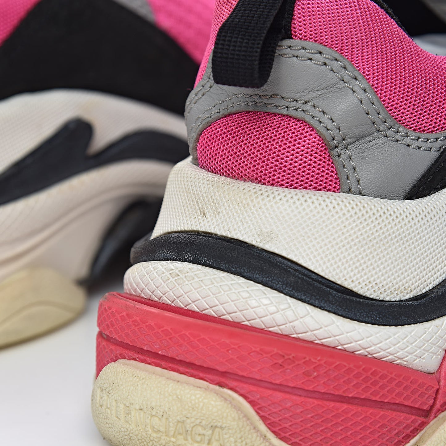 Fabric Mesh Womens Triple S Sneakers 38 Fluo Pink Grey White