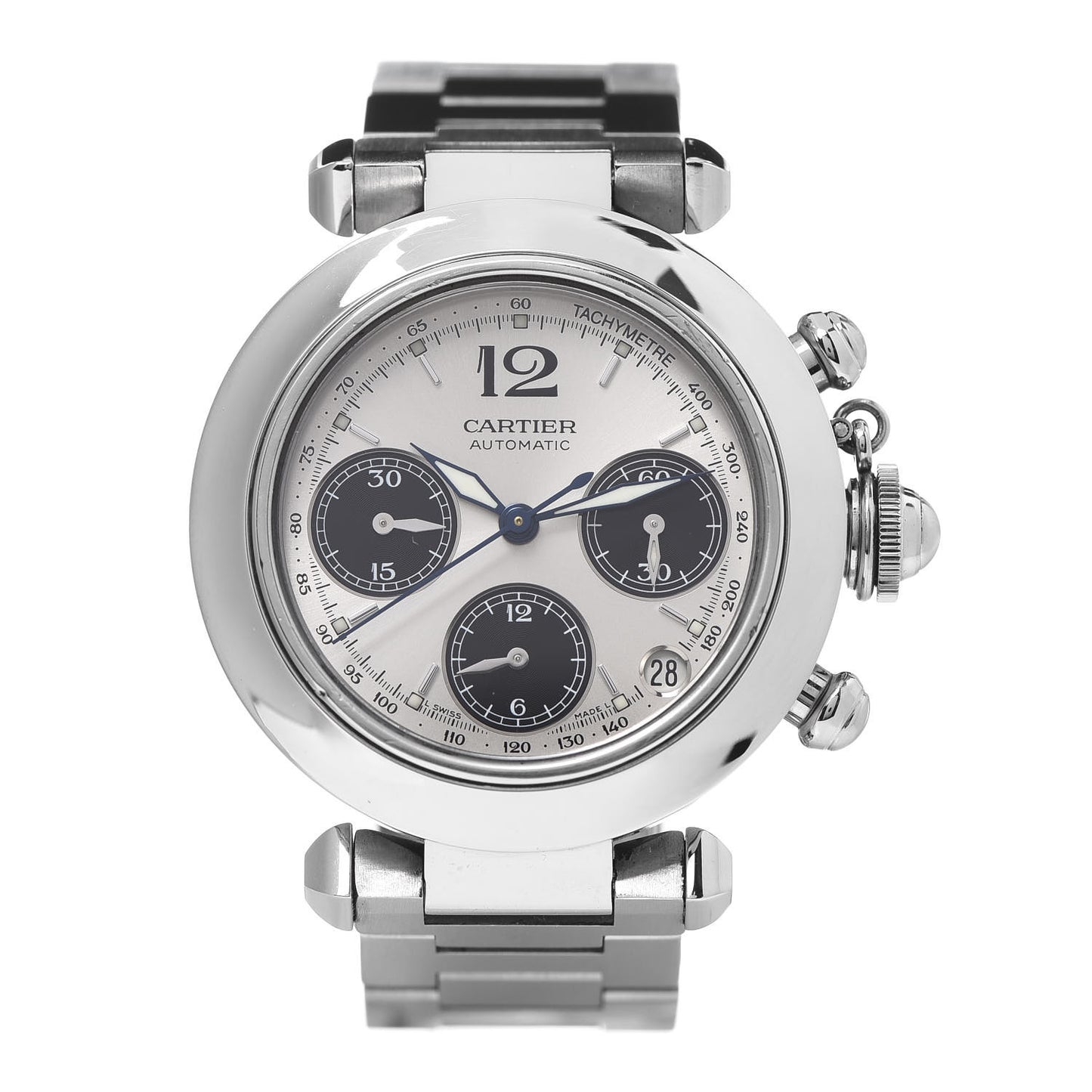 Stainless Steel 35mm Pasha C Chronograph Automatic Watch Black