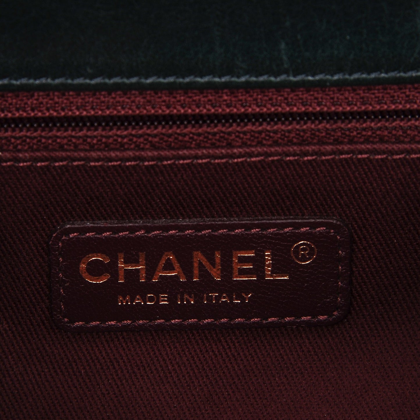 Glazed Calfskin Quilted Perfect Edge Large Flap Green