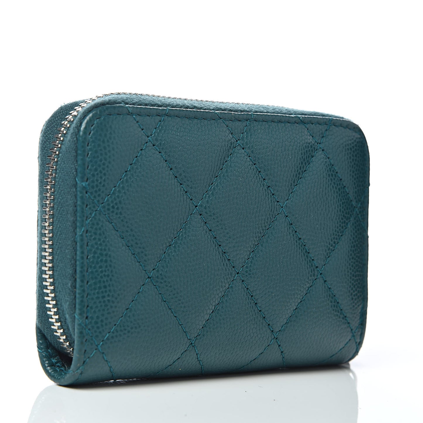 Caviar Quilted Zip Coin Purse Dark Turquoise